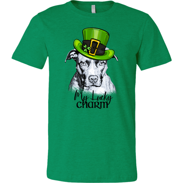 MY LUCKY CHARM PIT BULL HEATHER COLORED BELLA CANVAS TEES - SIZES TO 3XL - 2 COLORS