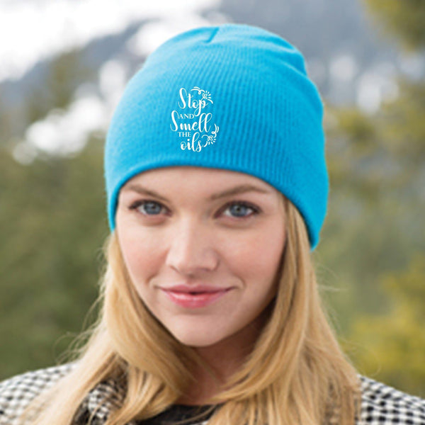EMBROIDERED SMELL THE OILS 100% Acrylic Beanie - 5 Colors to Choose From
