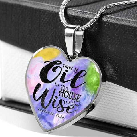 LUXURY STAINLESS STEEL PROVERBS HEART NECKLACE - OPTIONAL ENGRAVING ON BACK - 18k GOLD FINISH OPTION TOO