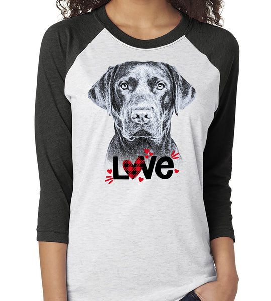 LABRADOR LOVE RAGLAN TEE - UP TO 3XL - GREAT FOR VALENTINE'S DAY