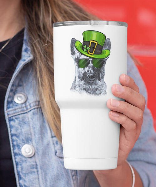 COOL ST PADDY'S DAY GSD WHITE STAINLESS STEEL TUMBLER - BIG 30 oz. size