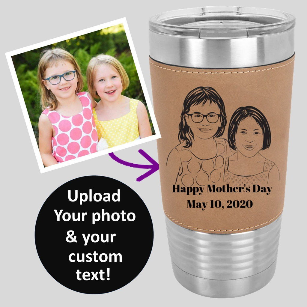 CUSTOM PHOTO POLAR CAMEL 20 oz Laser Etched Leatherette Tumbler - with YOUR PHOTO - 5 colors to choose from