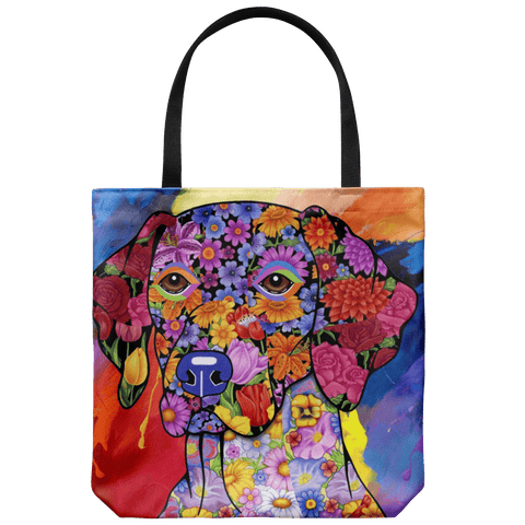 MANUAL FLOWER GERMAN POINTER CANVAS TOTE