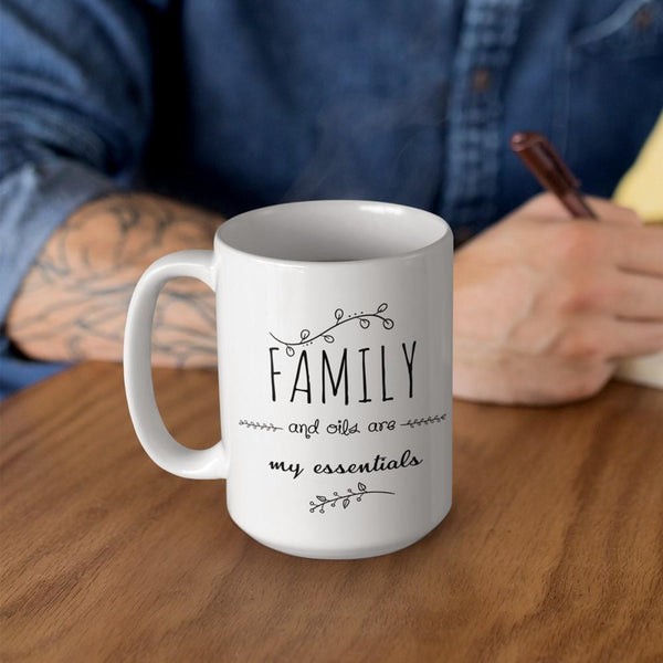 FAMILY & OILS White Mug - BIG 15 oz. size