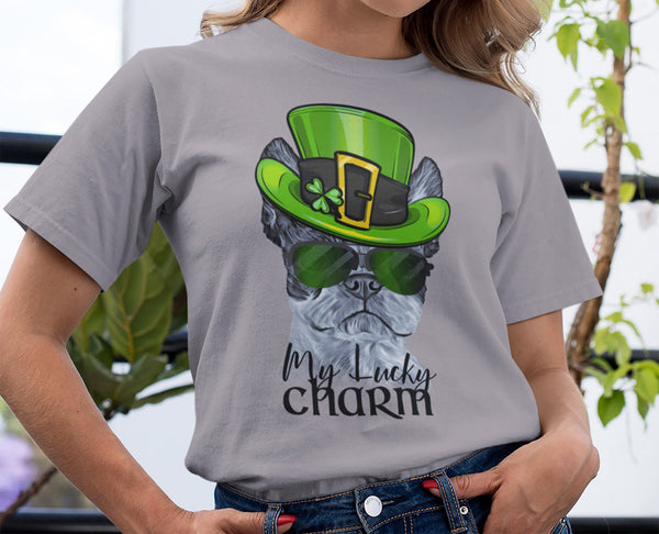 COOL BOSTON TERRIER LUCKY CHARM BELLA CANVAS TEE - 2 COLORS - UP TO 3XL