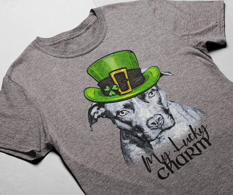 MY LUCKY CHARM PIT BULL HEATHER COLORED BELLA CANVAS TEES - SIZES TO 3XL - 2 COLORS