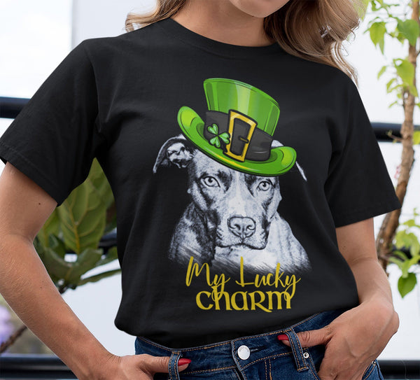 MY LUCKY CHARM PIT BULL BLACK BELLA CANVAS TEES - SIZES TO 4XL