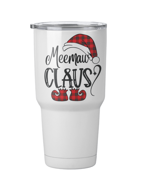 CUSTOM GRANDMA CLAUSE WHITE STAINLESS STEEL TUMBLER - INSTRUCTIONS FOR PERSONALIZATION BELOW