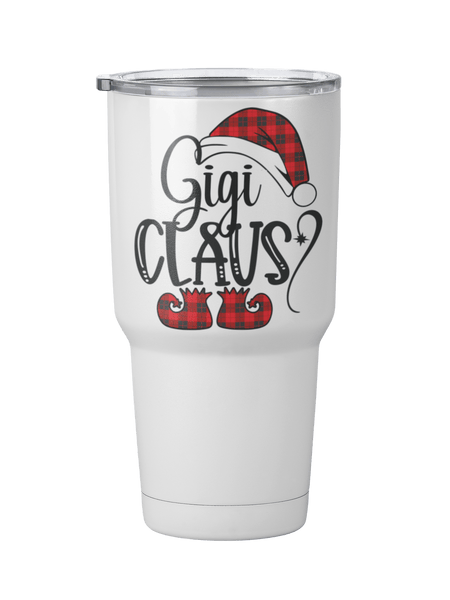 CUSTOM GRANDMA CLAUSE WHITE STAINLESS STEEL TUMBLER - INSTRUCTIONS FOR PERSONALIZATION BELOW