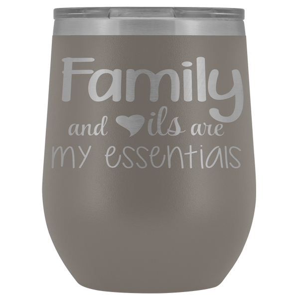 FAMILY & OILS WINE STAINLESS STEEL VACUUM WINE TUMBLER - 12 COLORS TO CHOOSE FROM